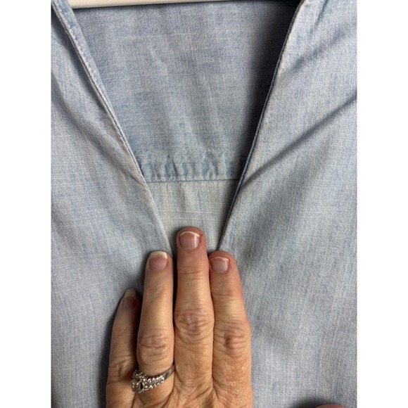 Faherty Tried & True Chambray Oakley Dress Arctic Sea Wash L Linen blend coastal - Picture 8 of 9